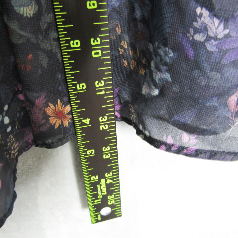 Disturbia Dark Floral Mini Dress Long Balloon Sleeve Smocked Tie Back US 4 y2K - Picture 6 of 11